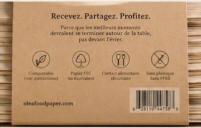 Le dos du bandeau Olea et ses pictogrammes