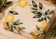 Serviette de table Olea, modèle Citrons méditerranéens